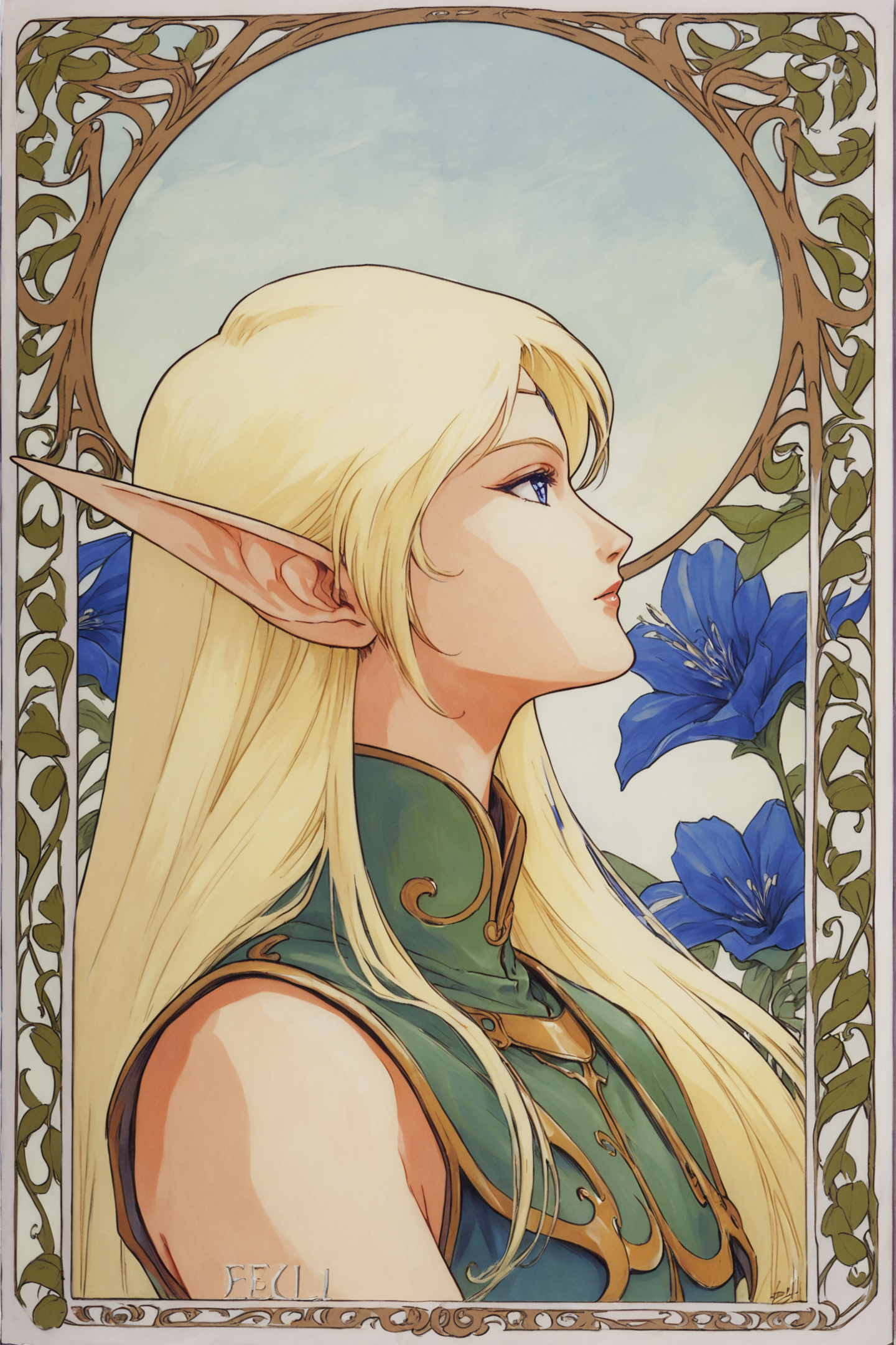 29338-453116242-pointy ears,1girl,Deedlit,elf,blonde hair,long hair,solo,art nouveau,flower,profile,blue eyes,portrait,retro artstyle,traditiona.png